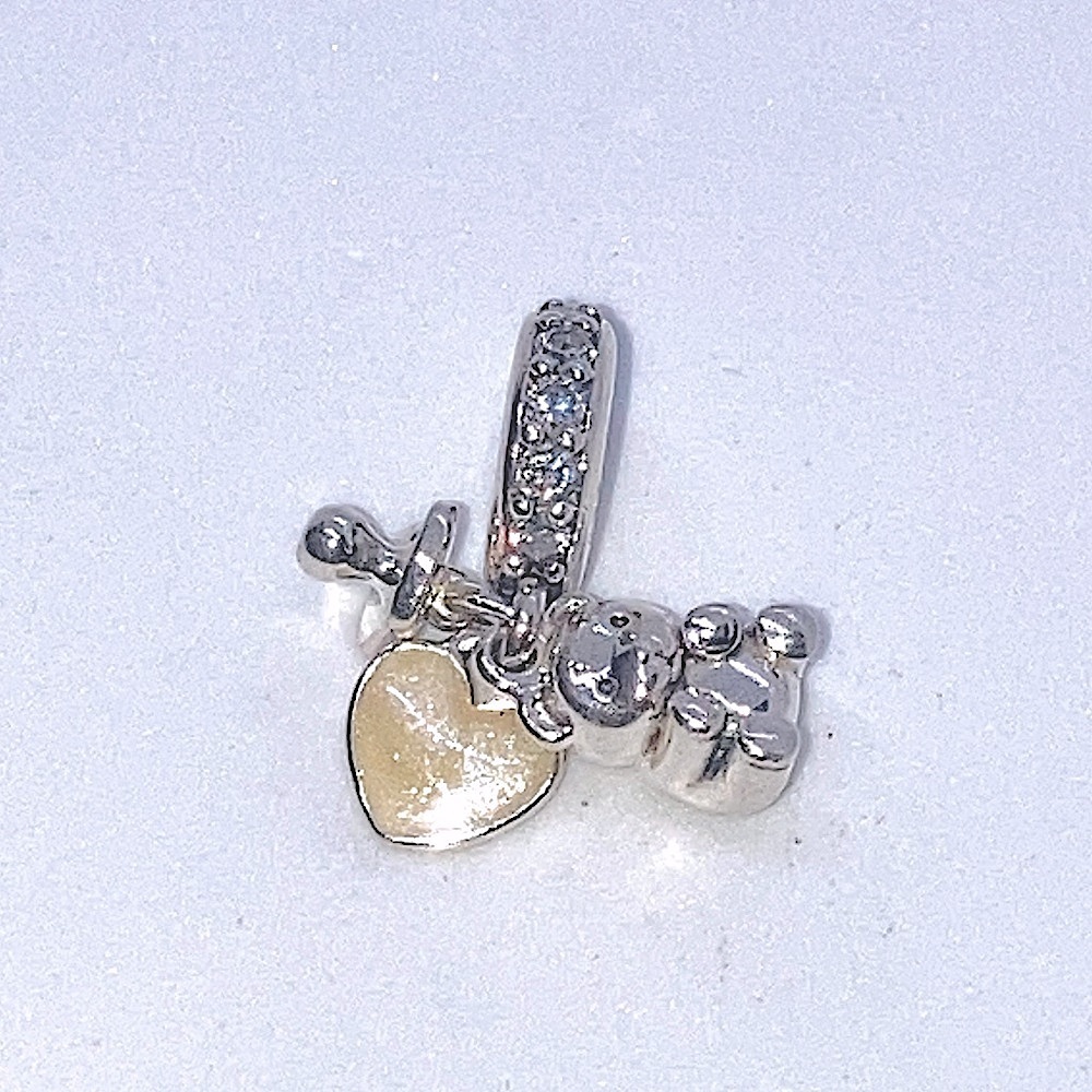 Pandora Sterling Silver CZ Baby Teddy Pacifier Enamel Heart Charm Bead #792100CZ - Picture 3 of 5